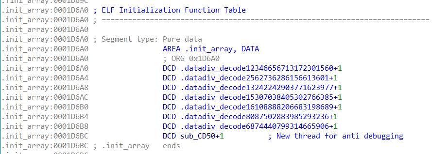 .init_array 段，包含字符串和反调试初始化
